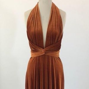 Copper rust velvet multiway infinity dress XS/0-2